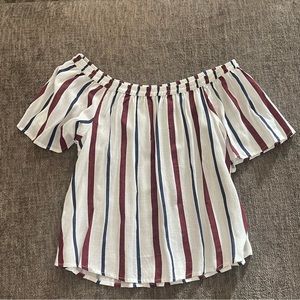 Off the shoulder red white and blue